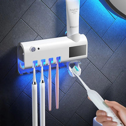 Soporte Cepillos Esterilizador UV Dispensador Crema Dental ECUV